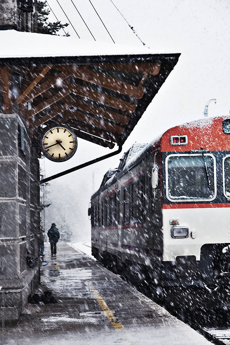 Snowing in Canfranc Railway Station
