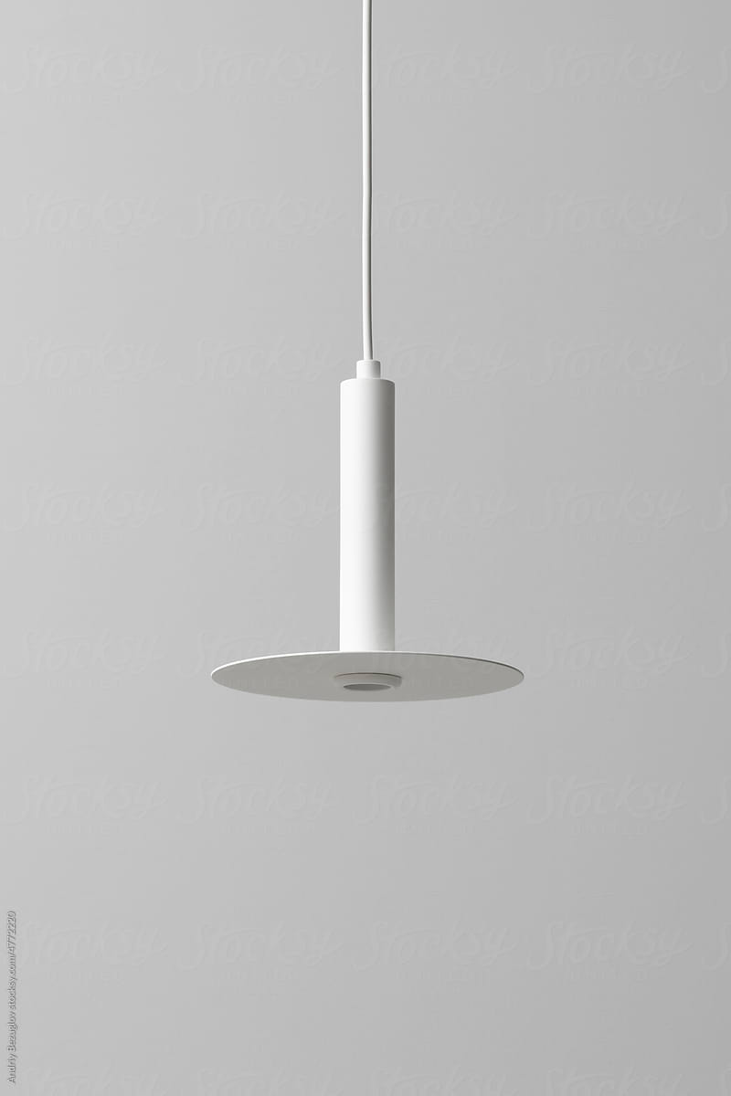 Closeup view at hanging light rounded lamp
