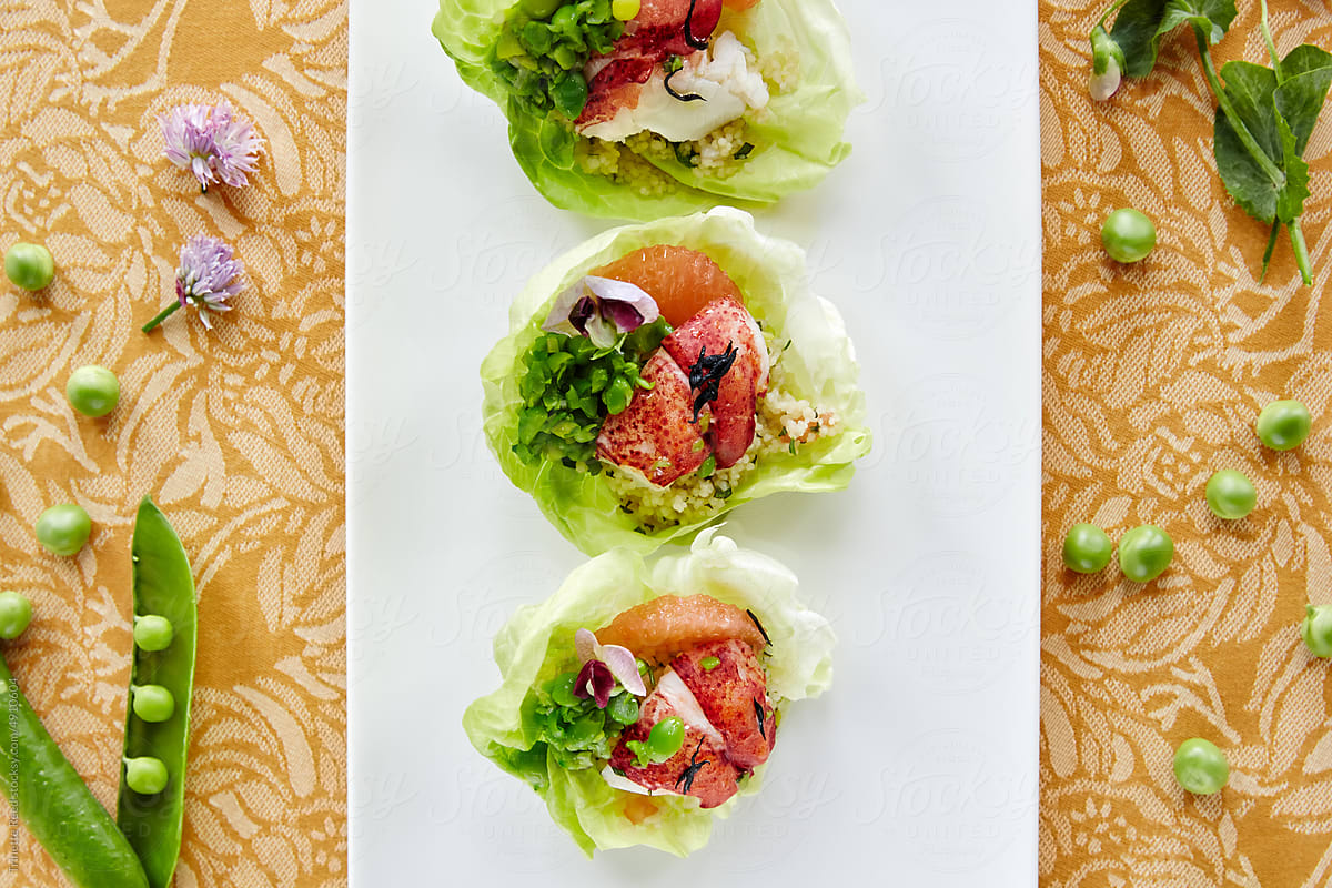 Couscous Lobster salad cups with flowers