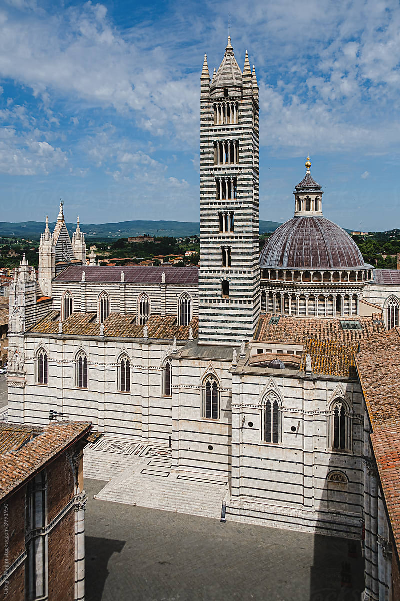 Siena Cathedral with Bell Tower Seen from Above