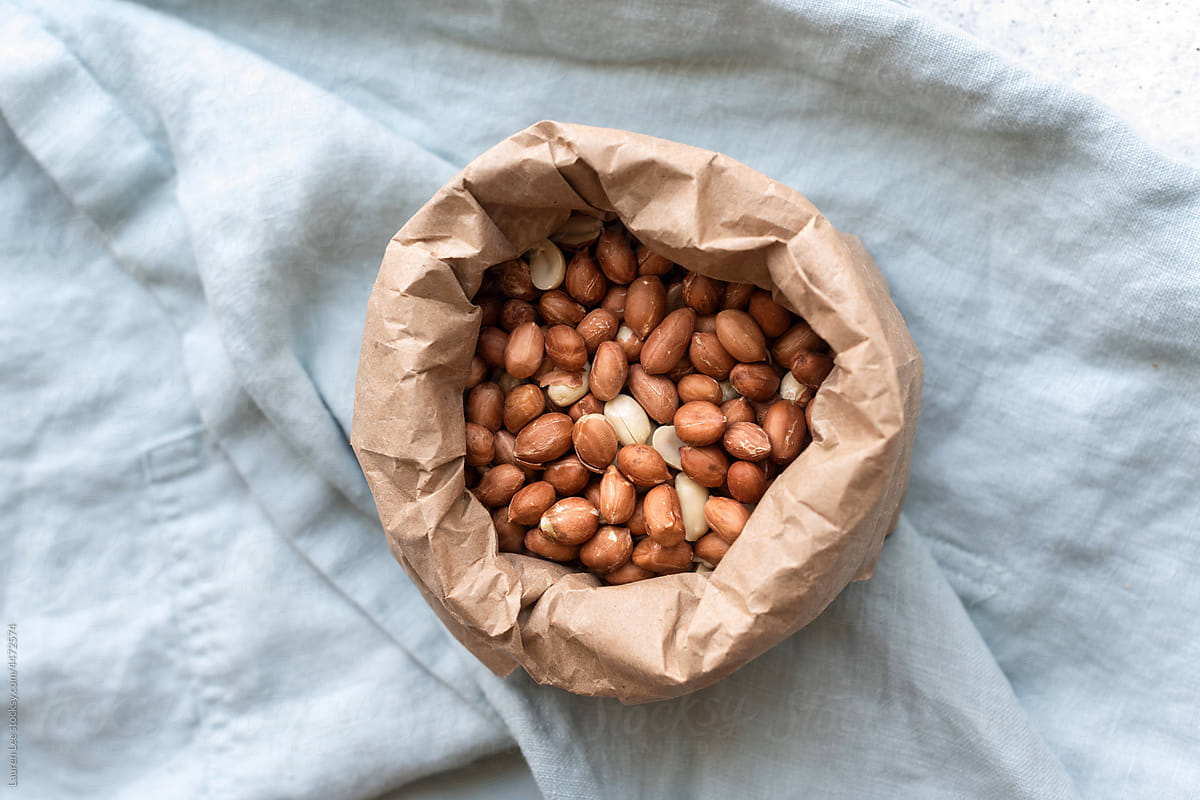 Paper bag full of nuts