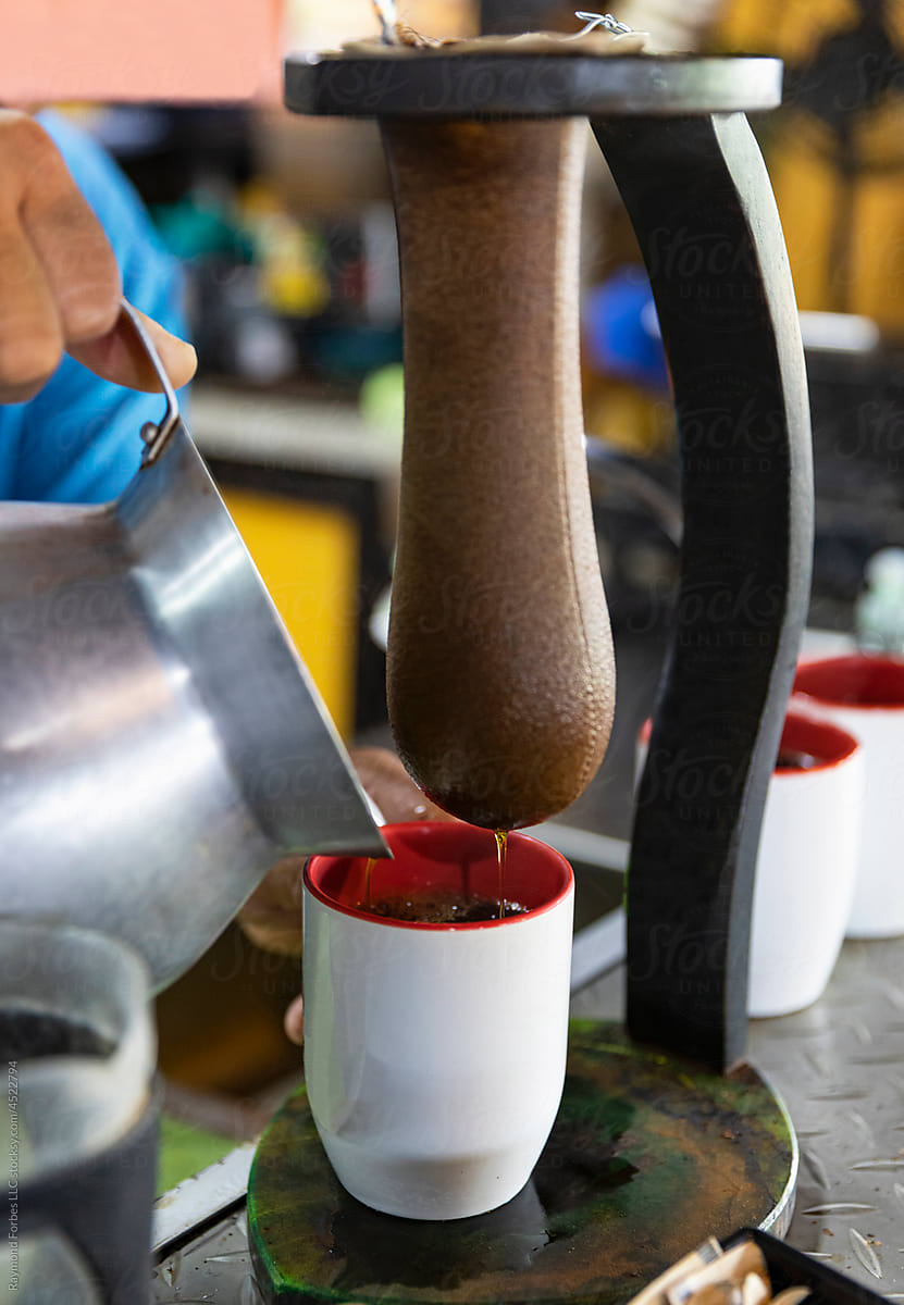 Traditional Coffee Chorreador In Costa Rica by Stocksy Contributor  Raymond Forbes LLC - Stocksy