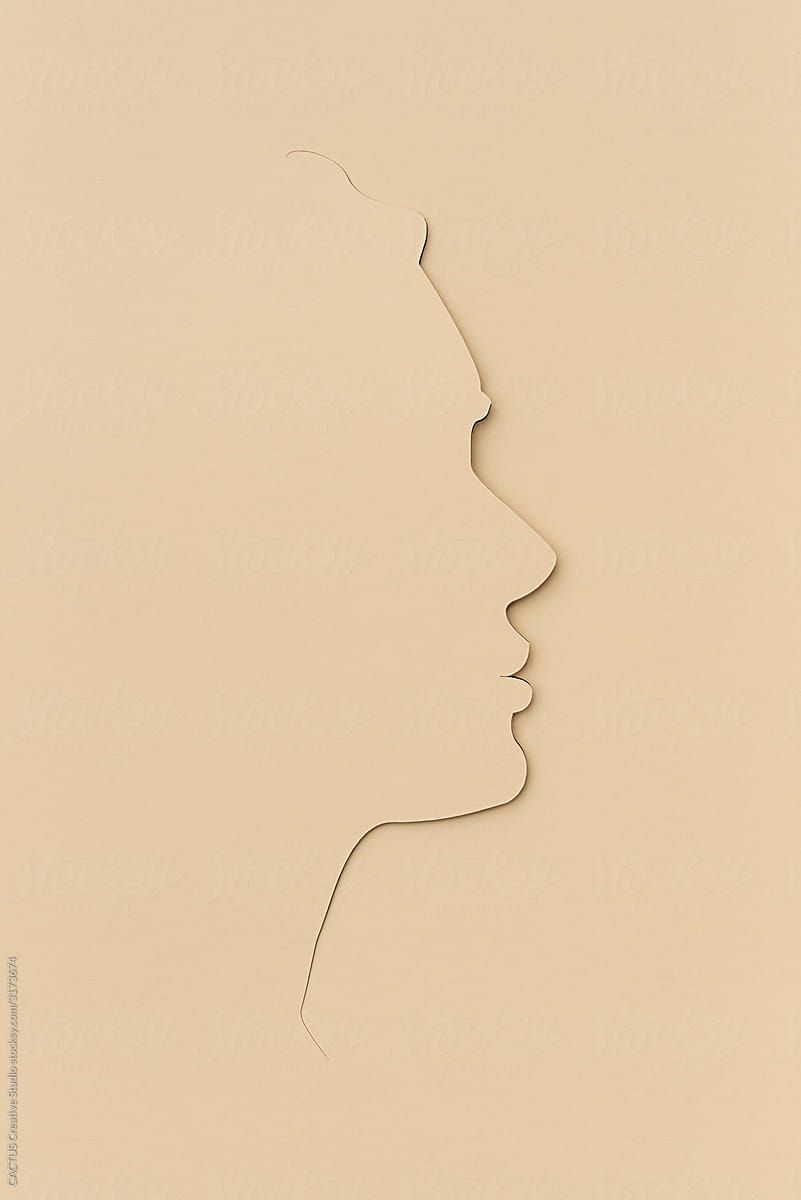 Woman side face illustration paper