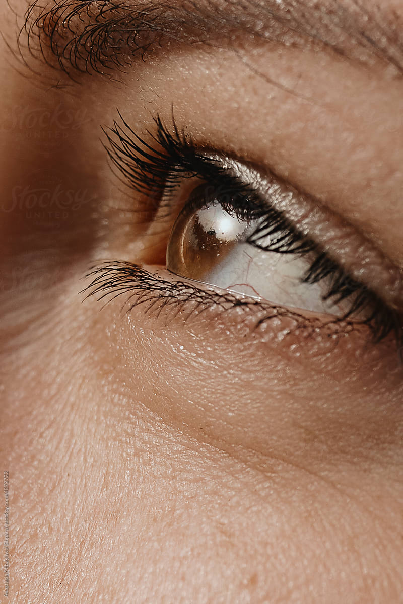 Macro photo Of An Brown Human Eye close up