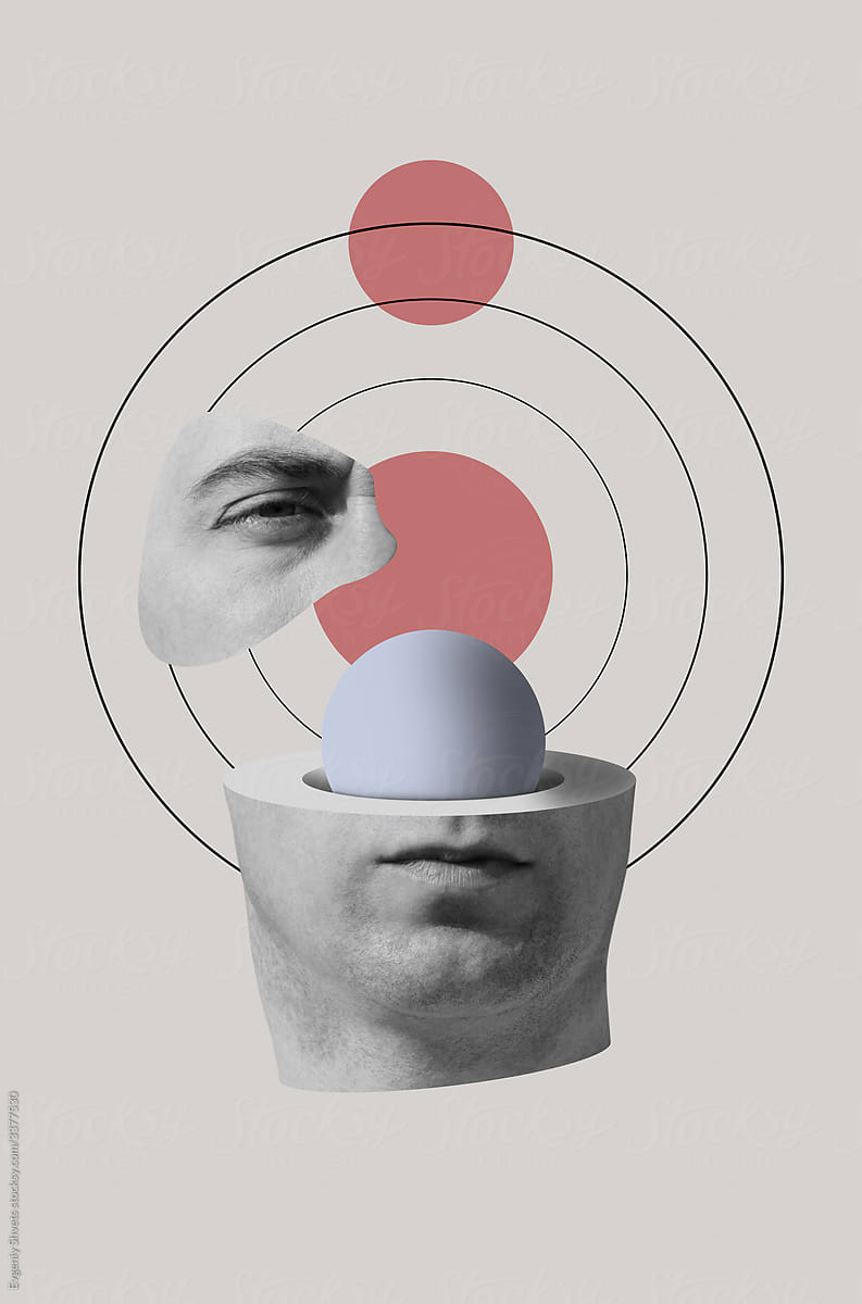 Head of a man with a sphere inside