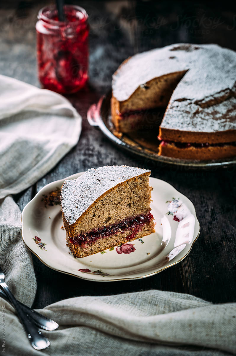 Food: Buckwheat cake filled with lingonberry jam