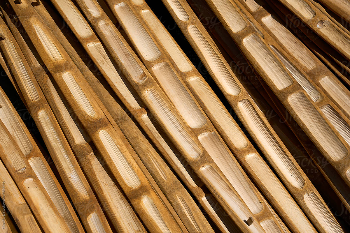 Closeup of handmade bamboo pole