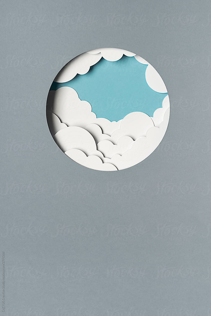 Cloudy sky seen from a porthole