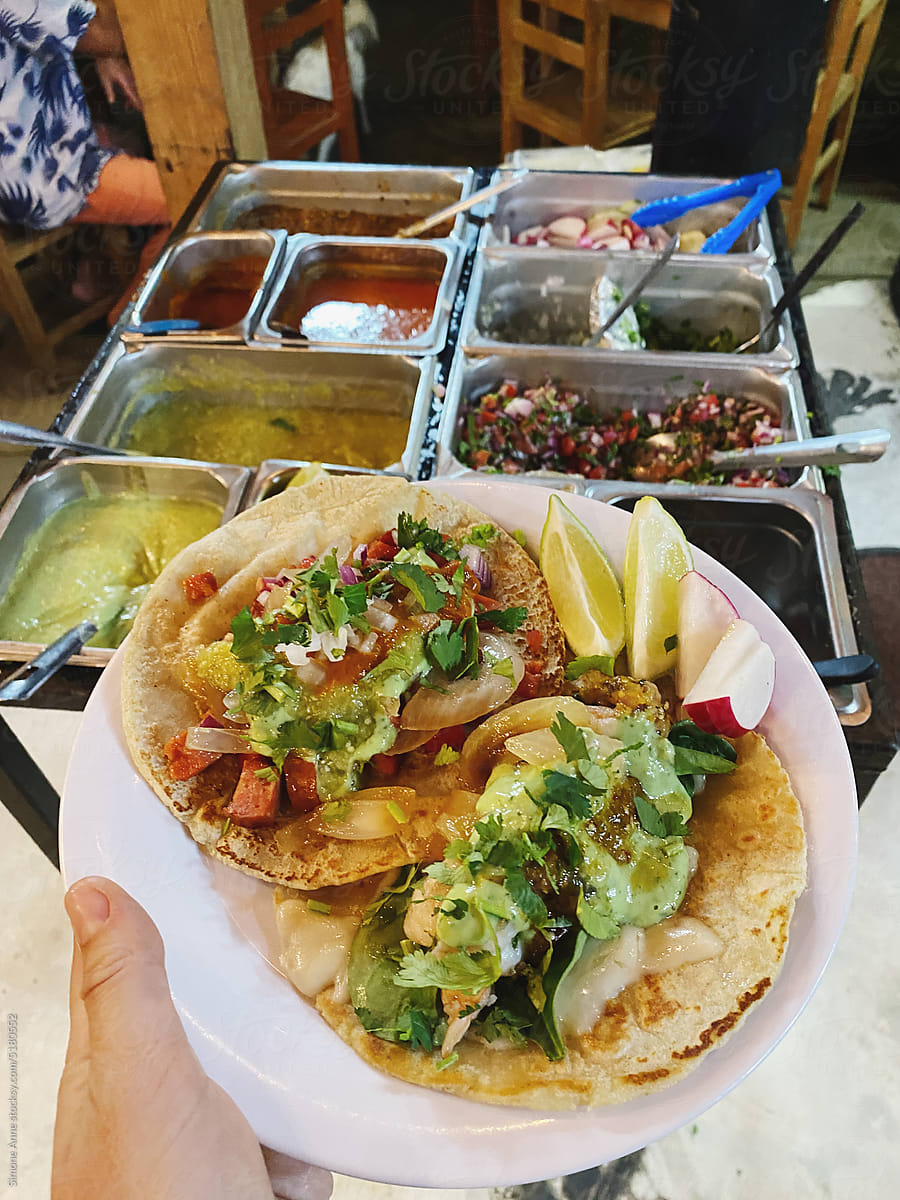 Tacos on a plate in Mexico