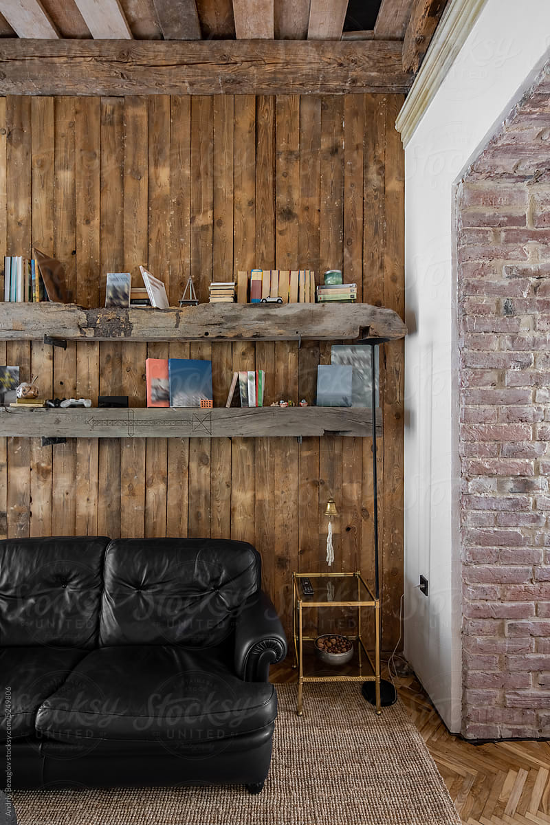 Apartment in loft style with grunge walls