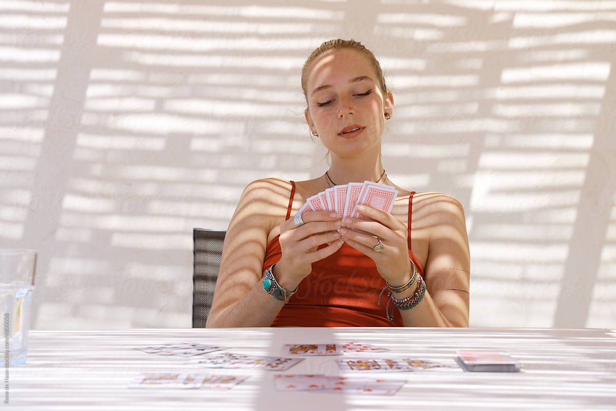 female playing card game