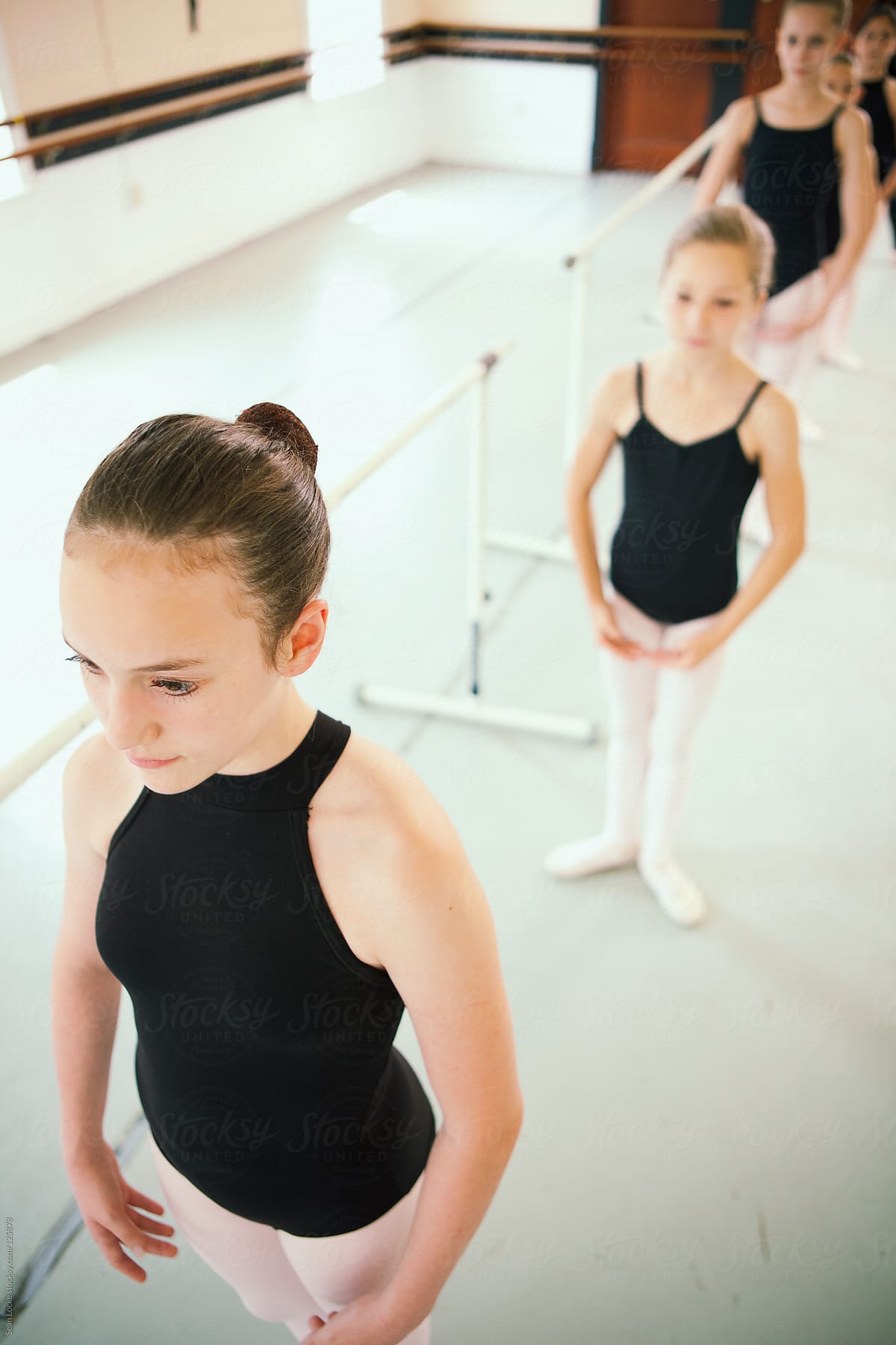 Ballet: Girls Standing By Ballet Barre