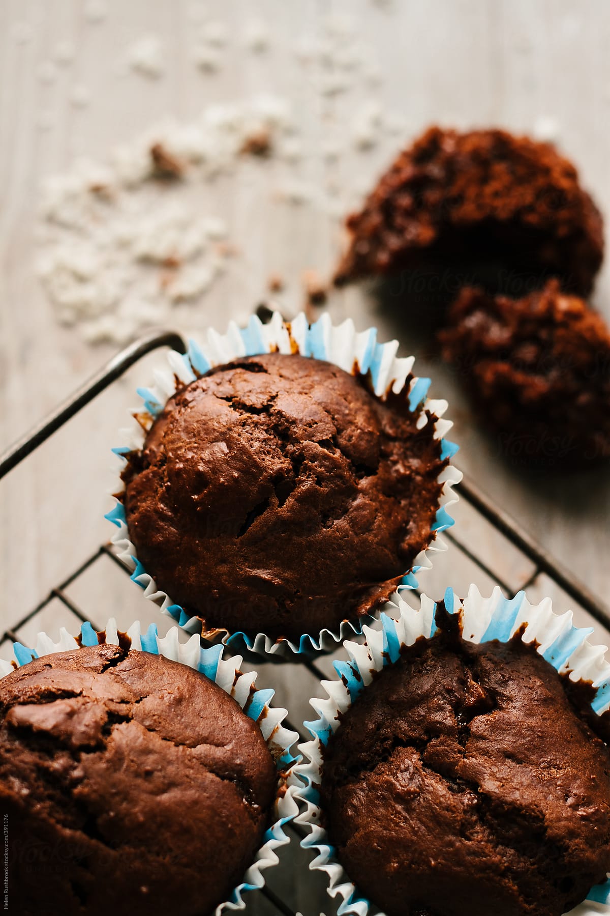 Double chocolate and salted caramel muffins.
