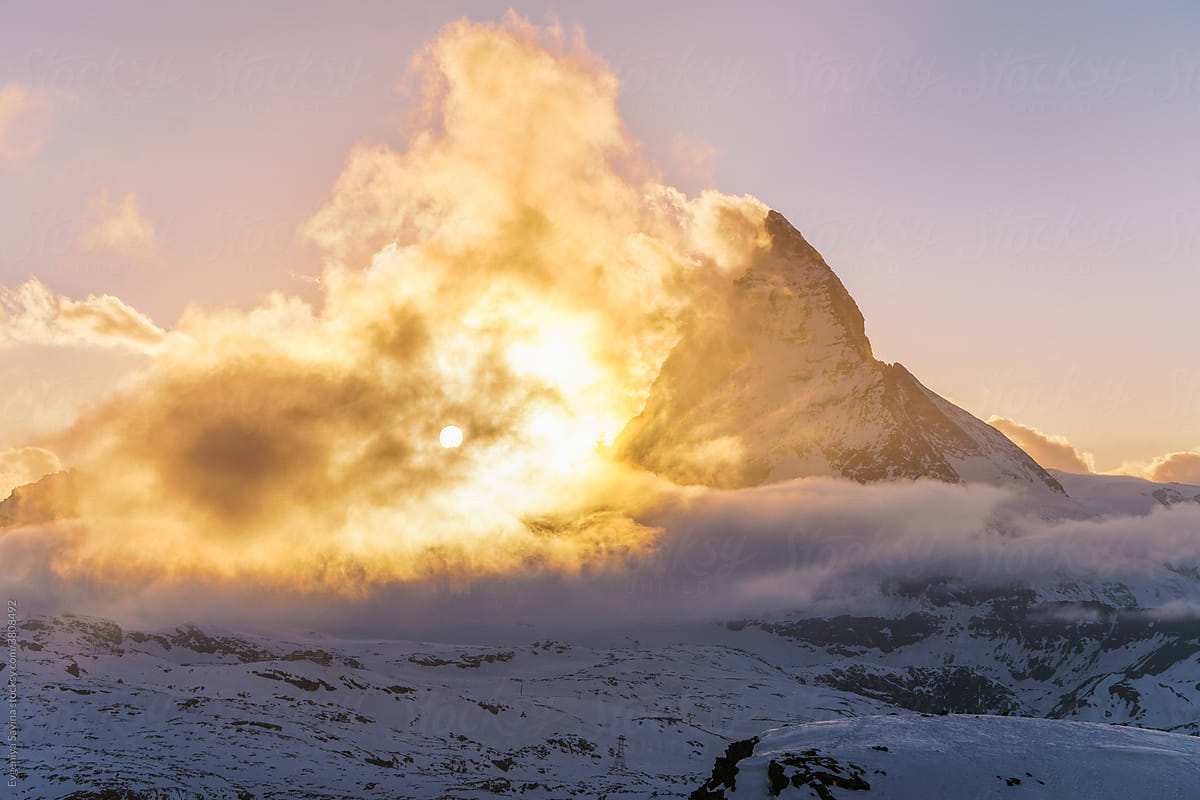 Matterhorn Mountain during the sunset