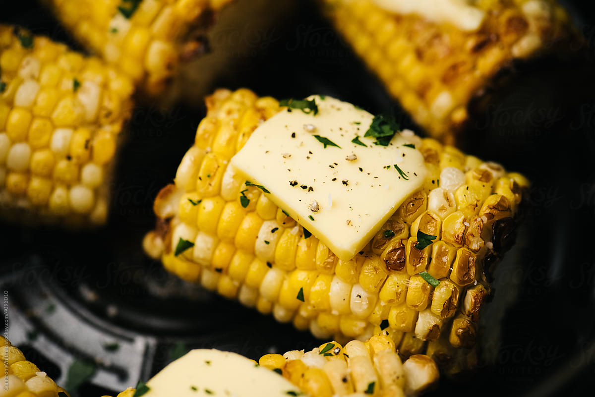 Air fryer corn closeup