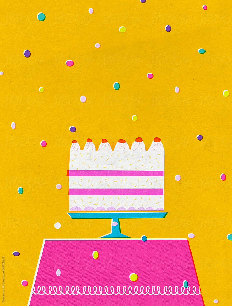 Birthday cake. Party celebration concept illustration