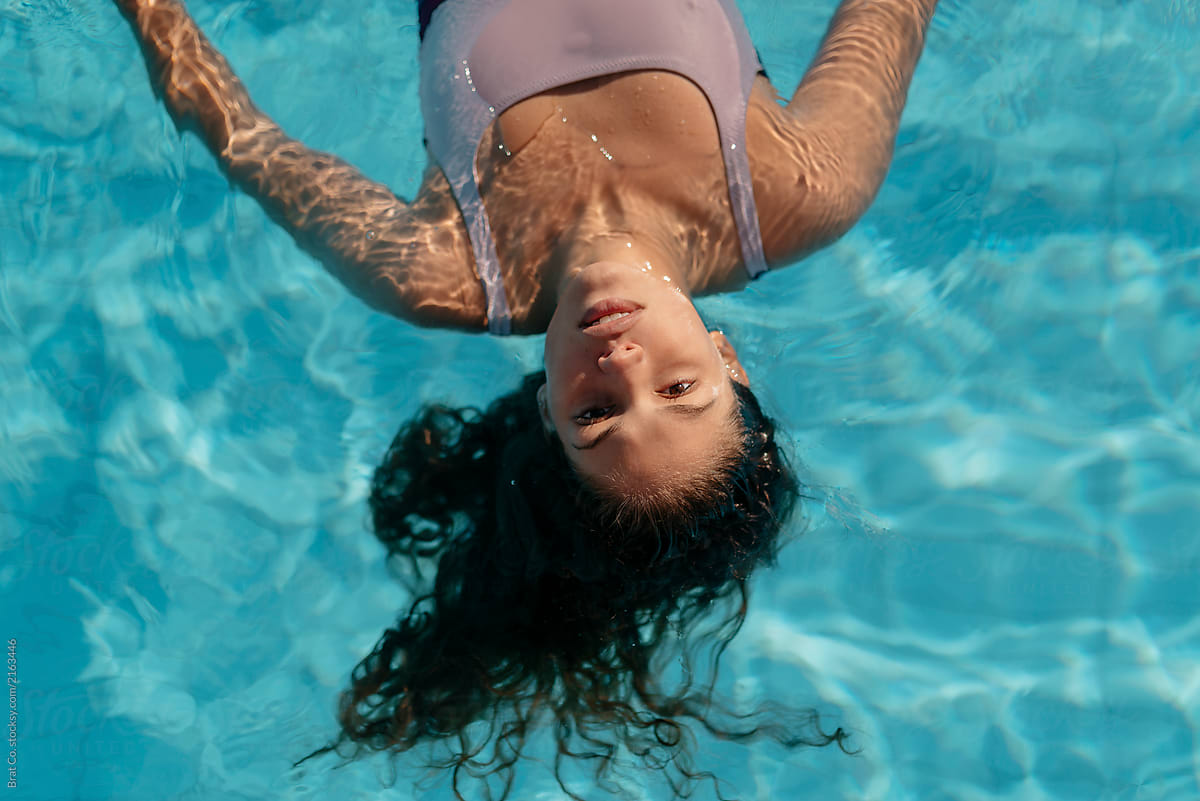 Woman swimmer floating