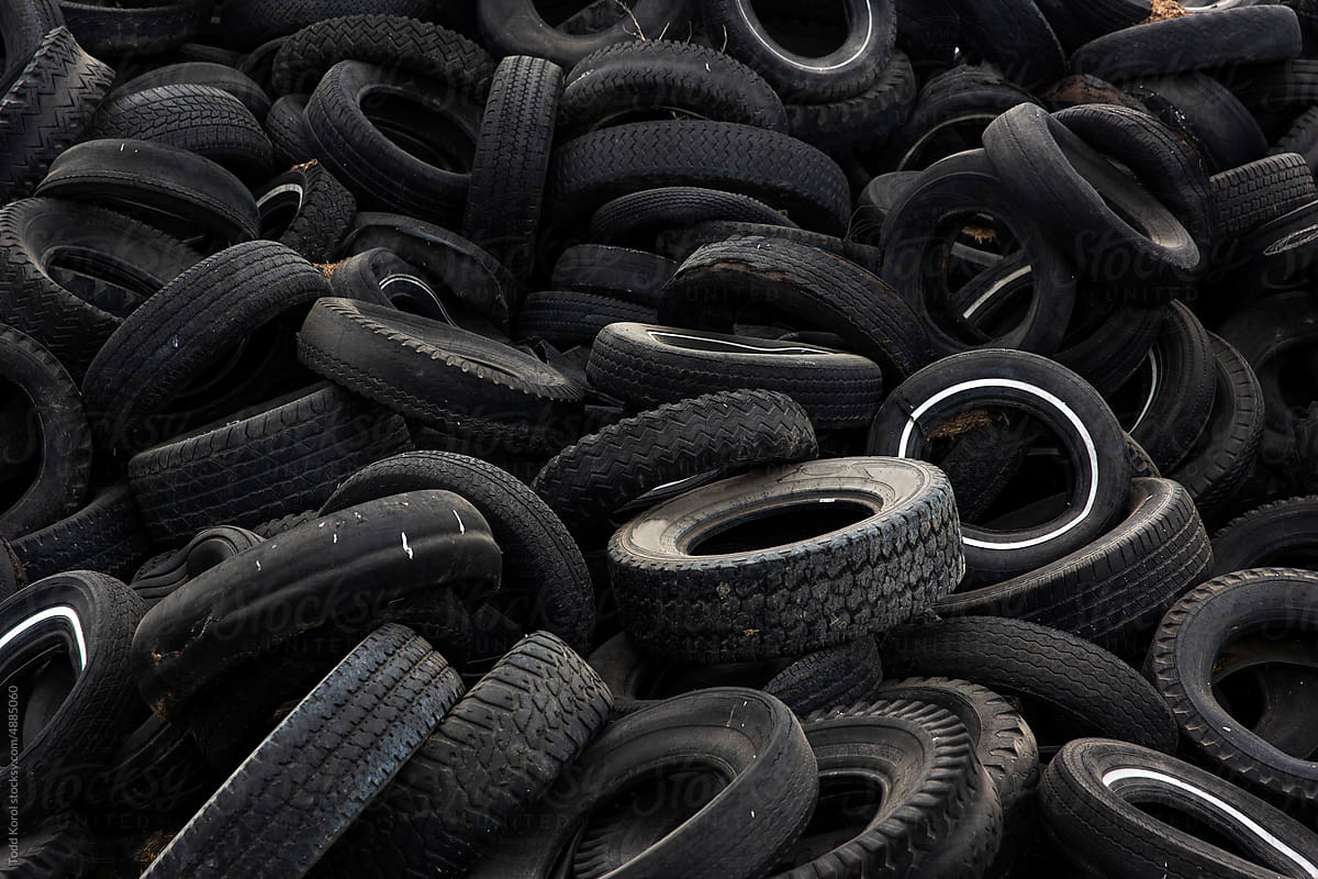 A pile of old tires.