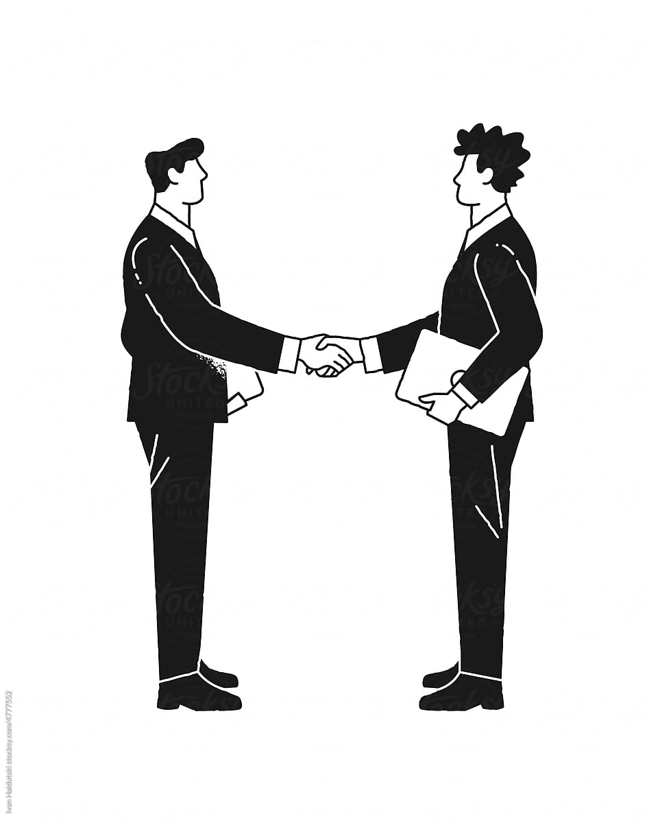 Illustration of two businessmen shaking hands
