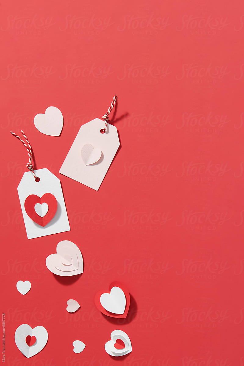 Creative Valentine\'s Day concept with papercut hearts