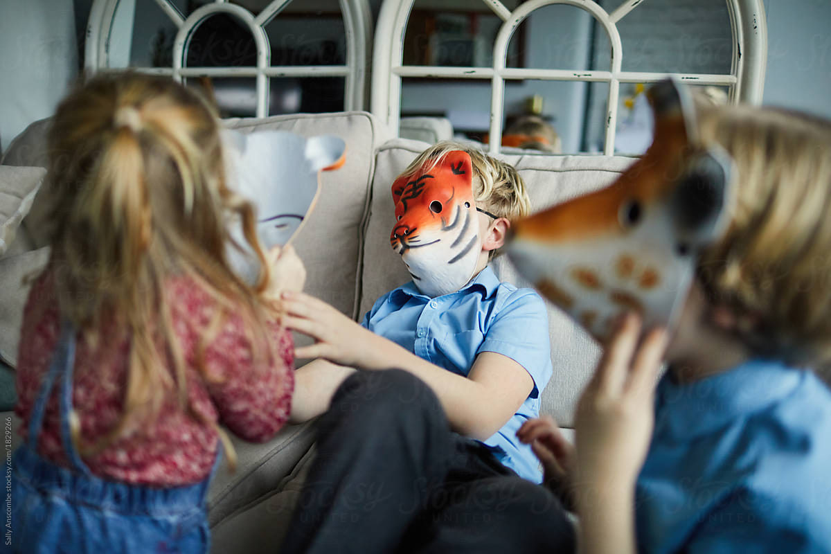 Children Wearing Animal Masks by Stocksy Contributor Sally Anscombe -  Stocksy