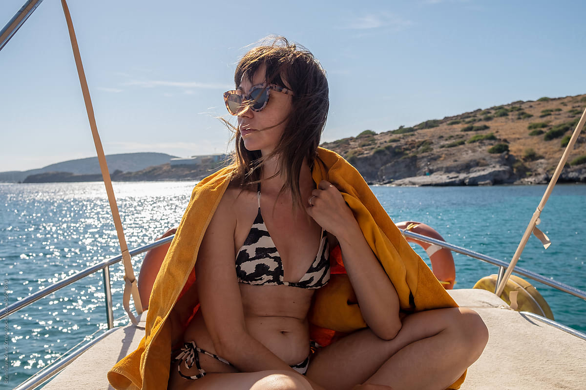 Woman Enjoying Summertime on Boat