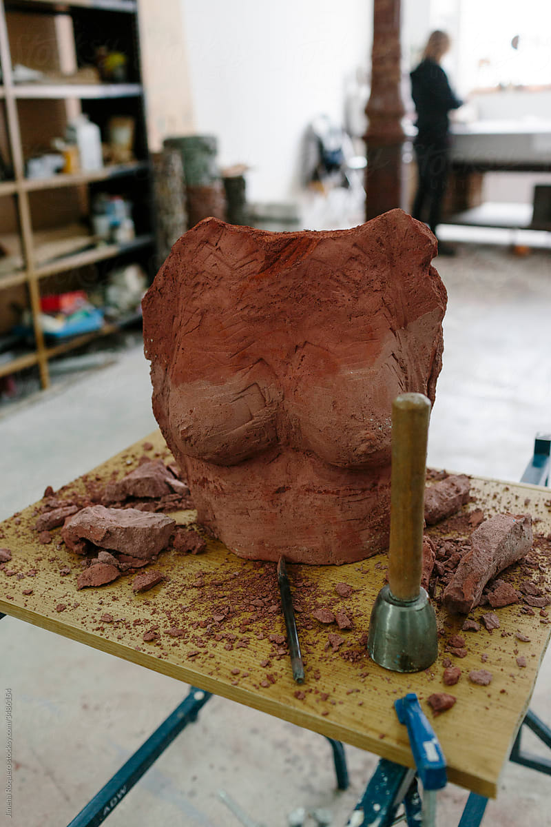 Piece of art in sculptor studio