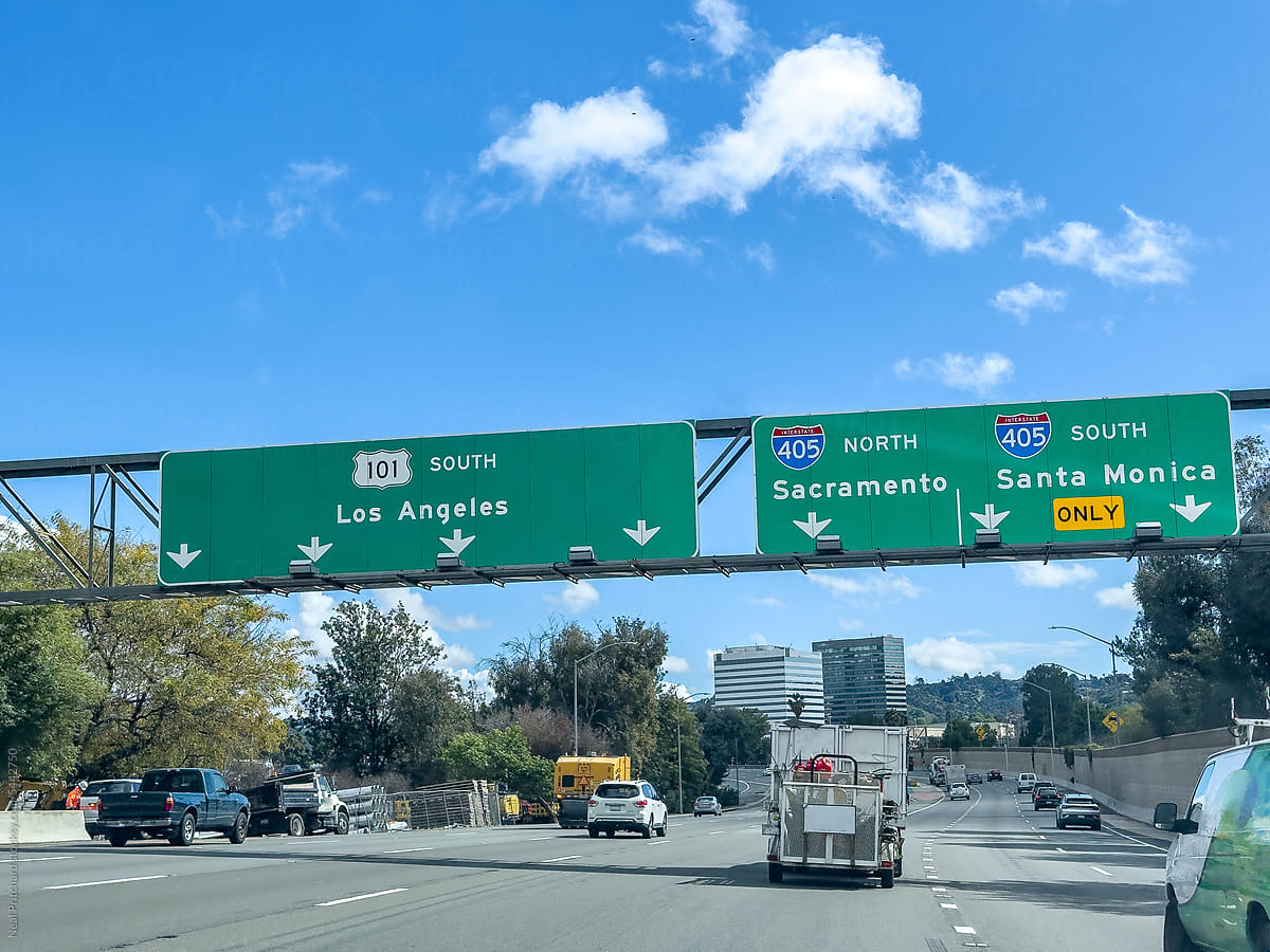 Los Angeles freeway sign for the 101 and 405
