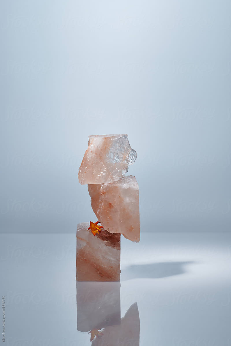 Large chunks of Himalayan sea salt are stacked on top of each