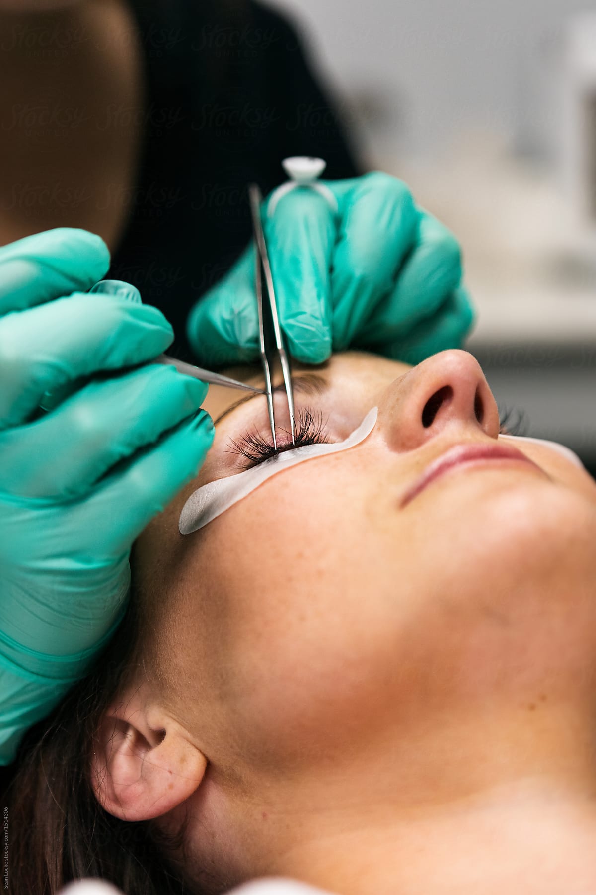 Spa: Aesthetician Applies Eyelash Extensions To Patient