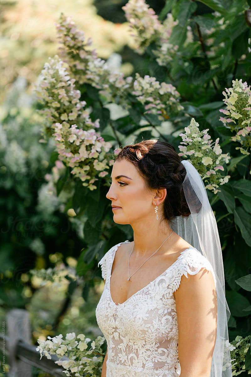 Beautiful Bride in Flower Garden