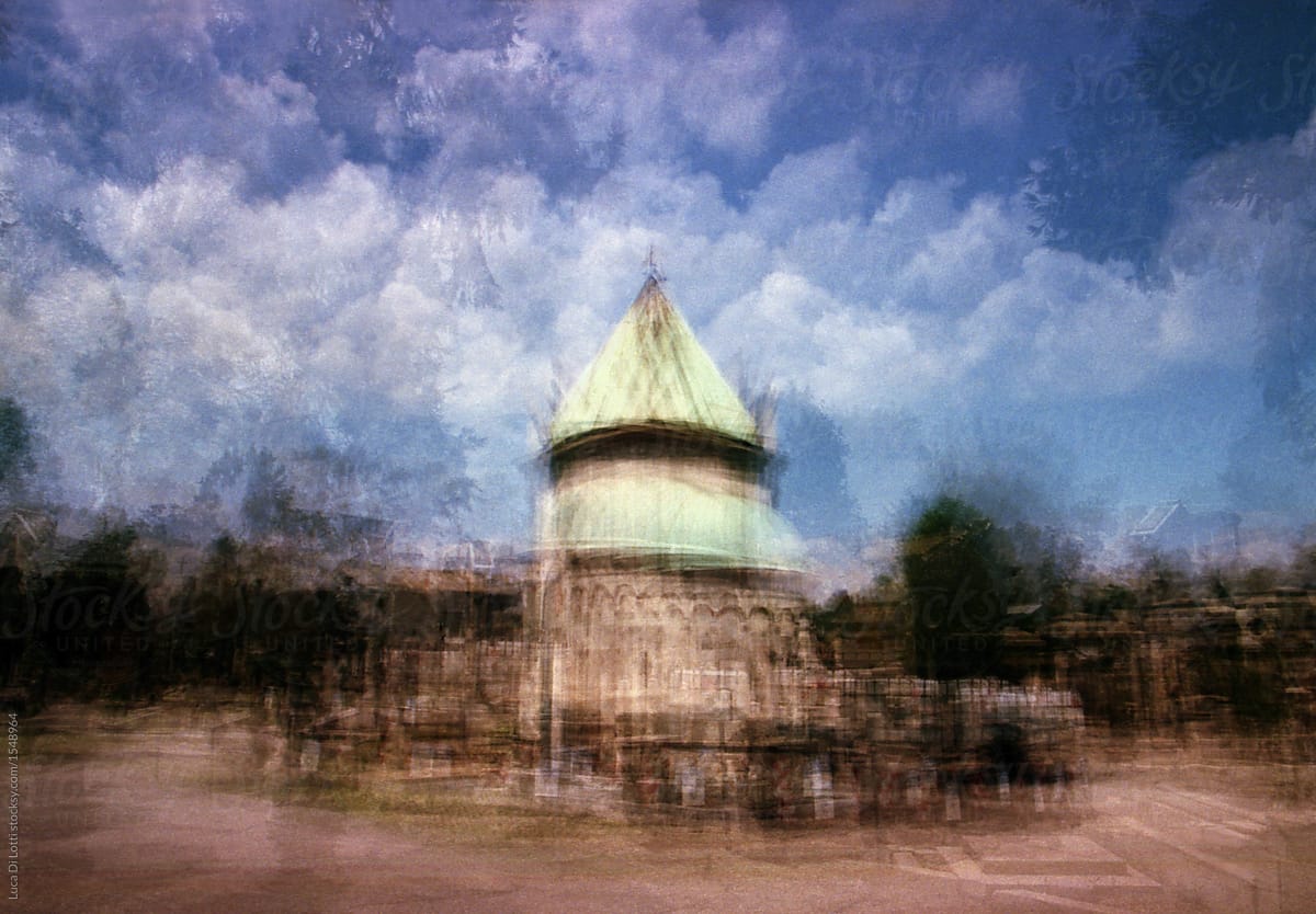 Multiple exposure on film of a commemorative monument