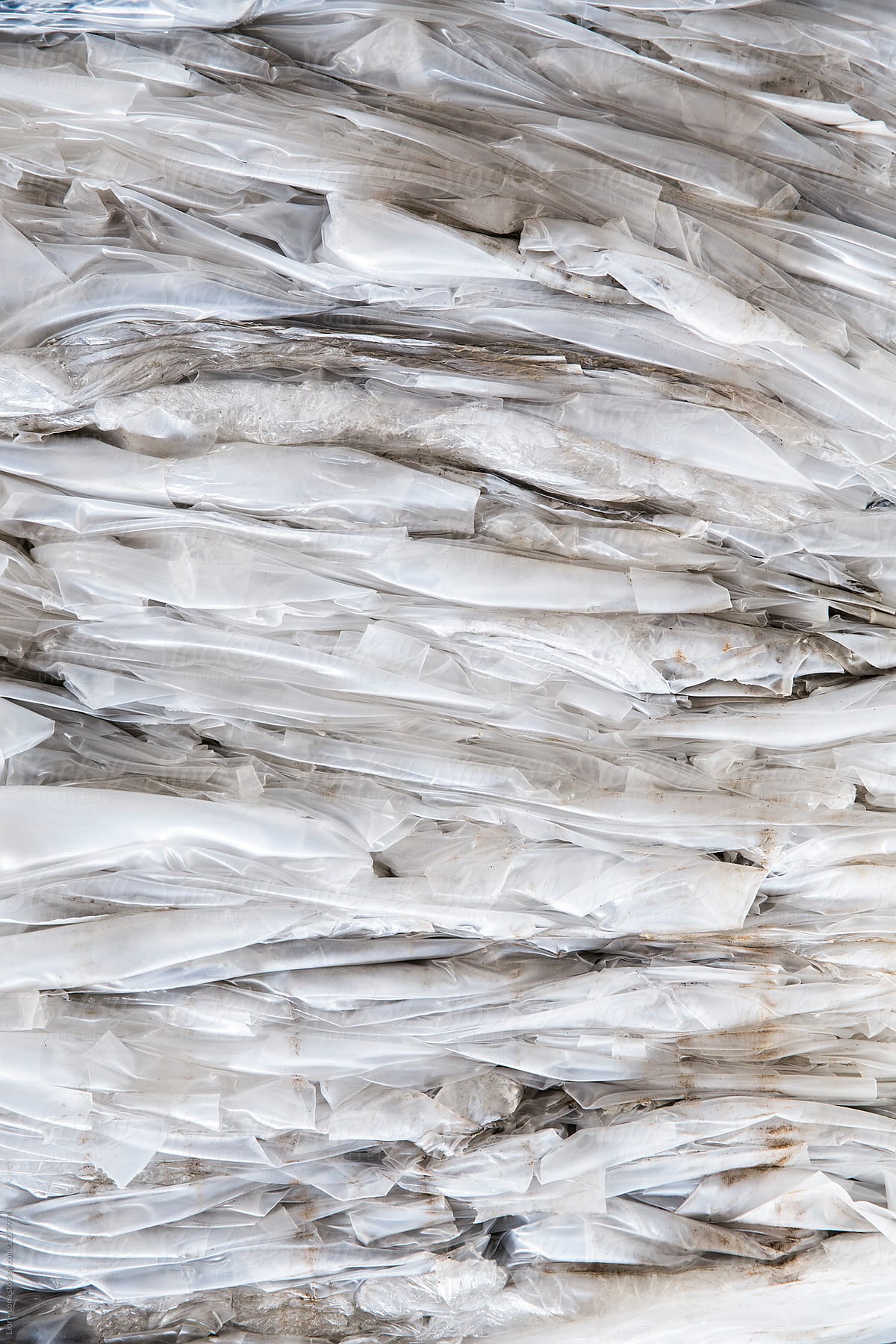Massive stack of recycled plastic bags and sheets