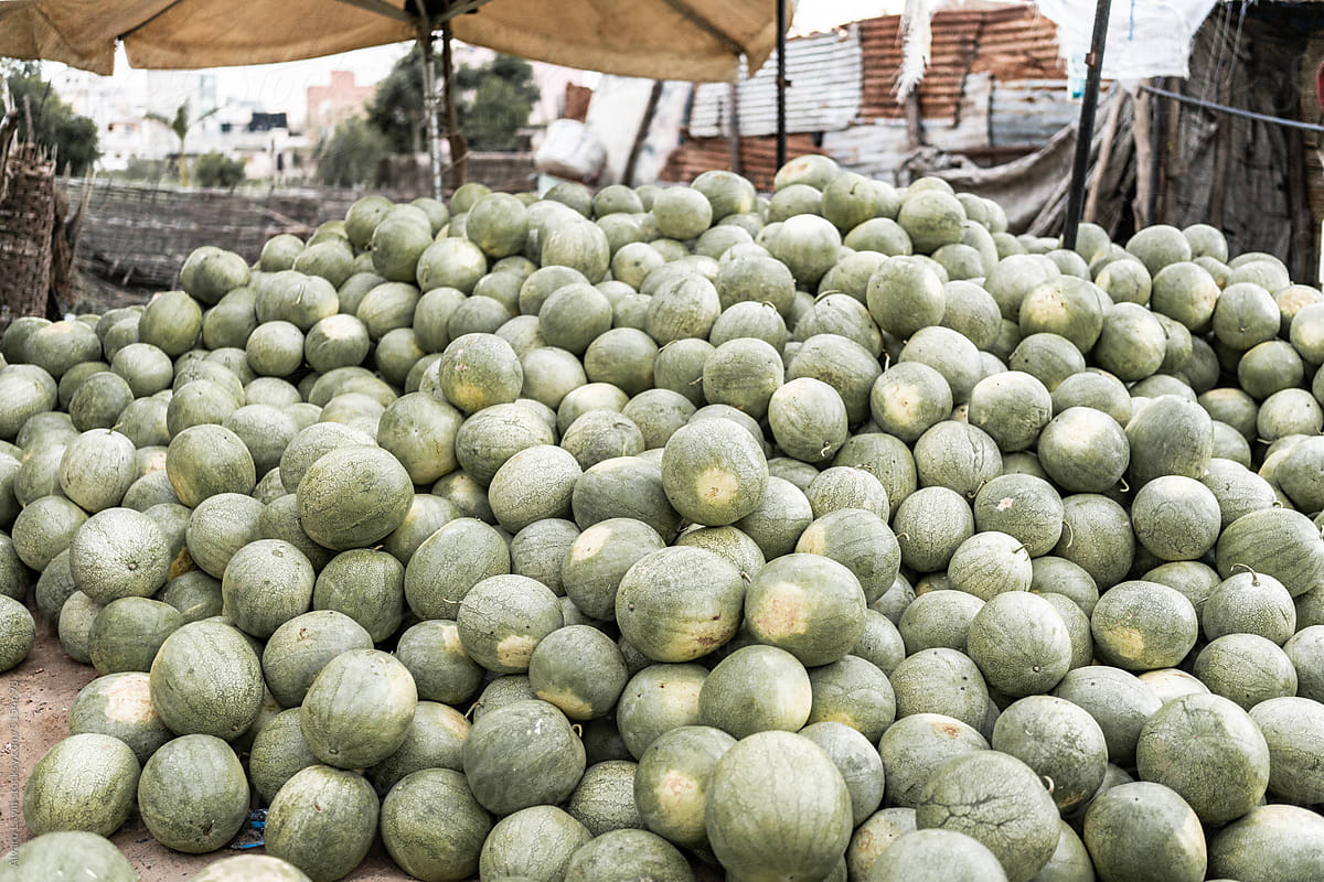 street stall selling watermelons