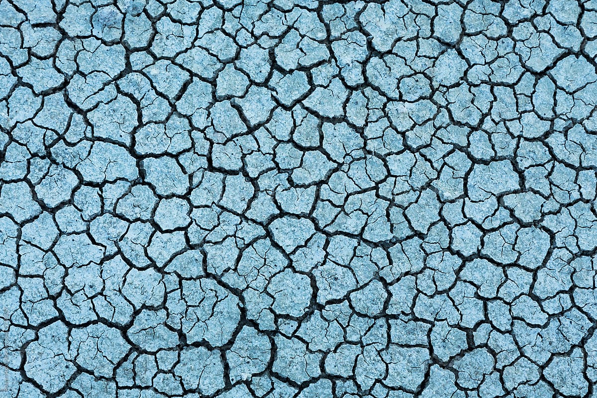 Blue-green dried cracked mud