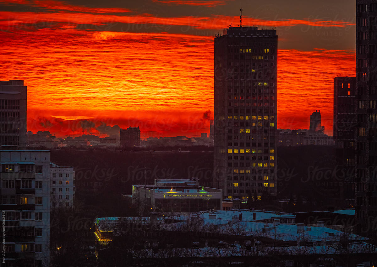 Cityscape With Sunrise/Sunset