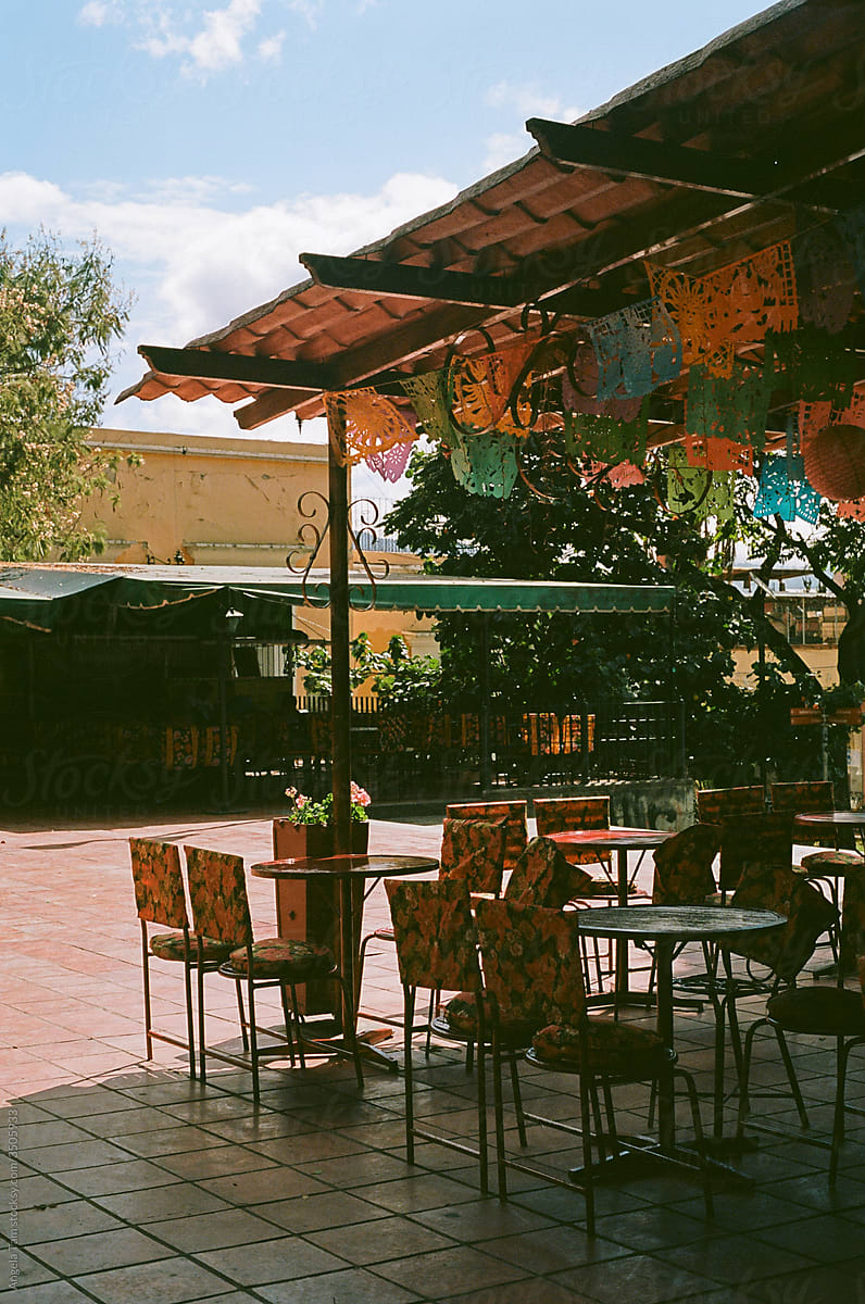 Colourful Outdoor Restaurant in Oaxaca.