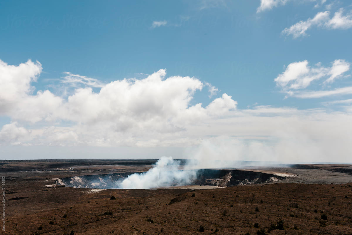 Crater of Kilauea Volcano in the Hawaii Volcanoes National Park in the Big Island of Hawaii.