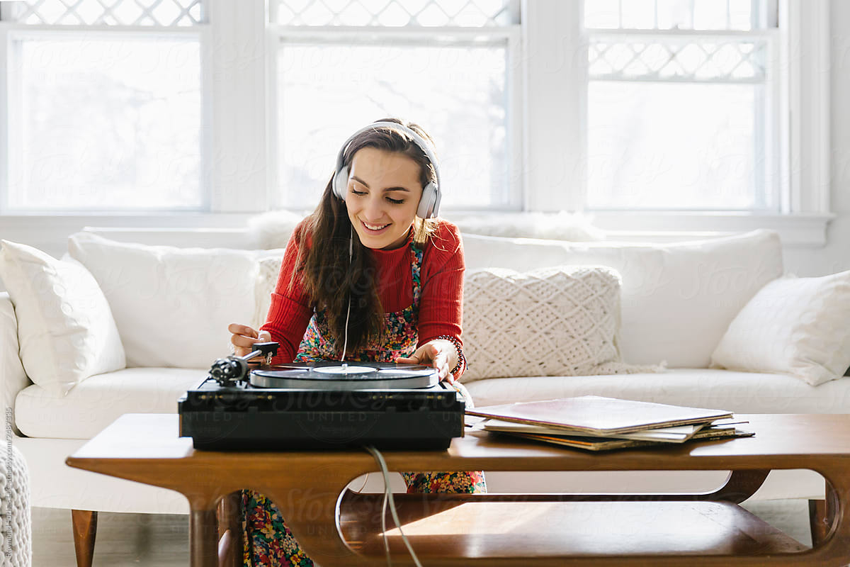 Teen Lifestyle image of Girl with Record Player