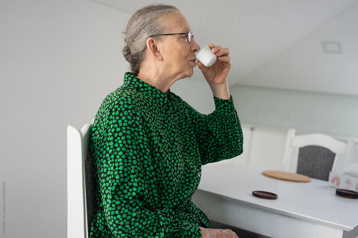 Senior Lady Drinking Coffee