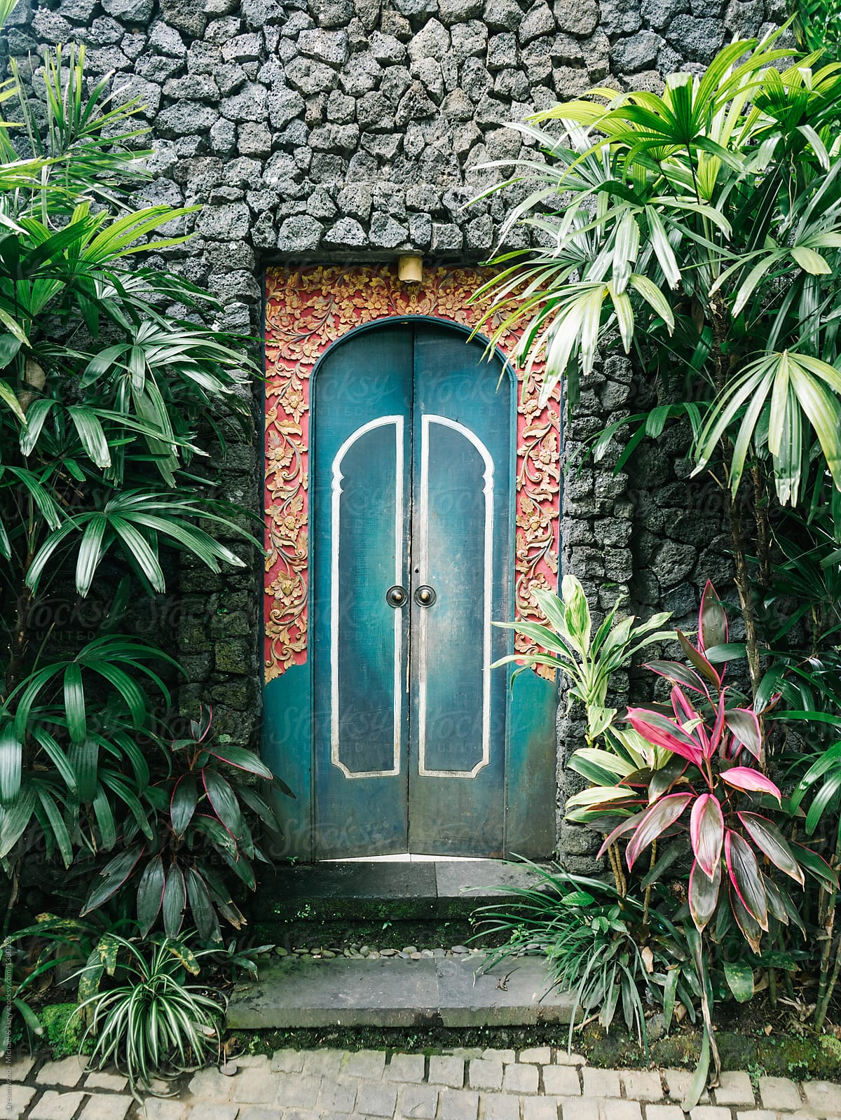 Traditional wooden door on the island of Bali