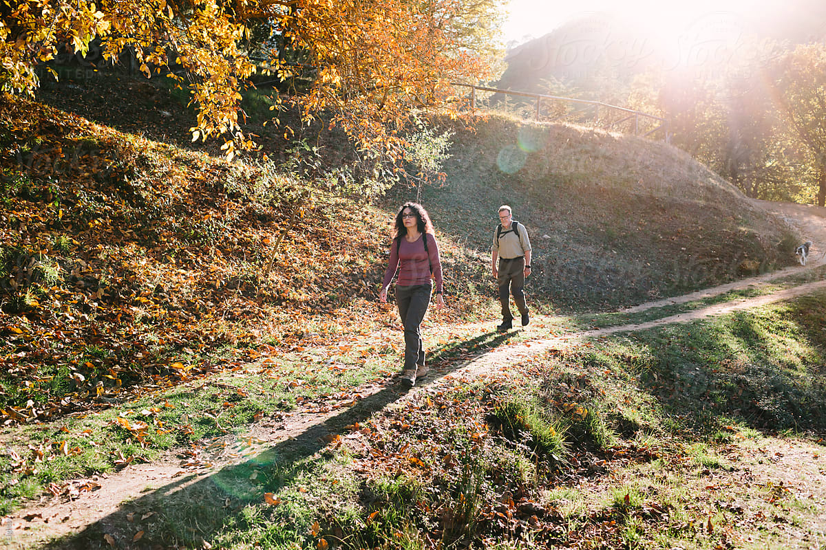 Couple hiking on an Autumn day