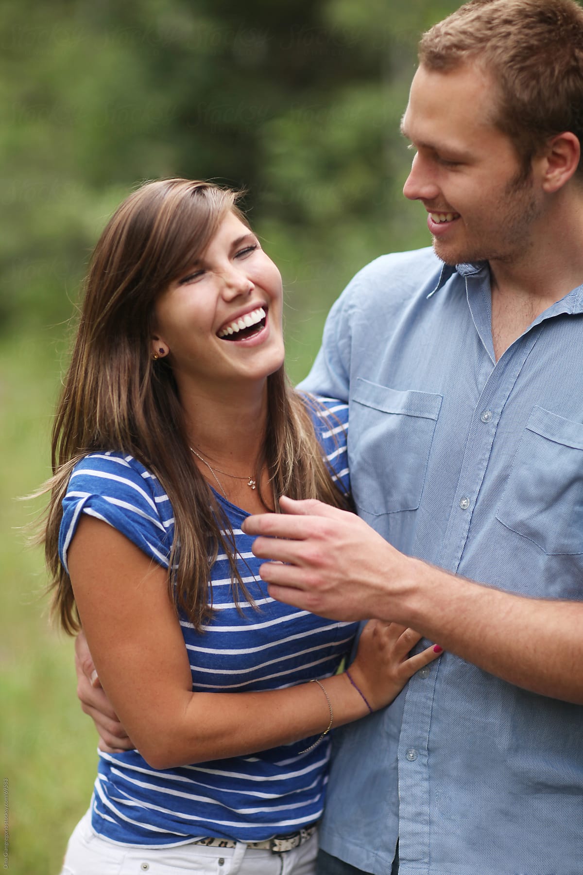 Multiethnic couple Laughing Outdoors