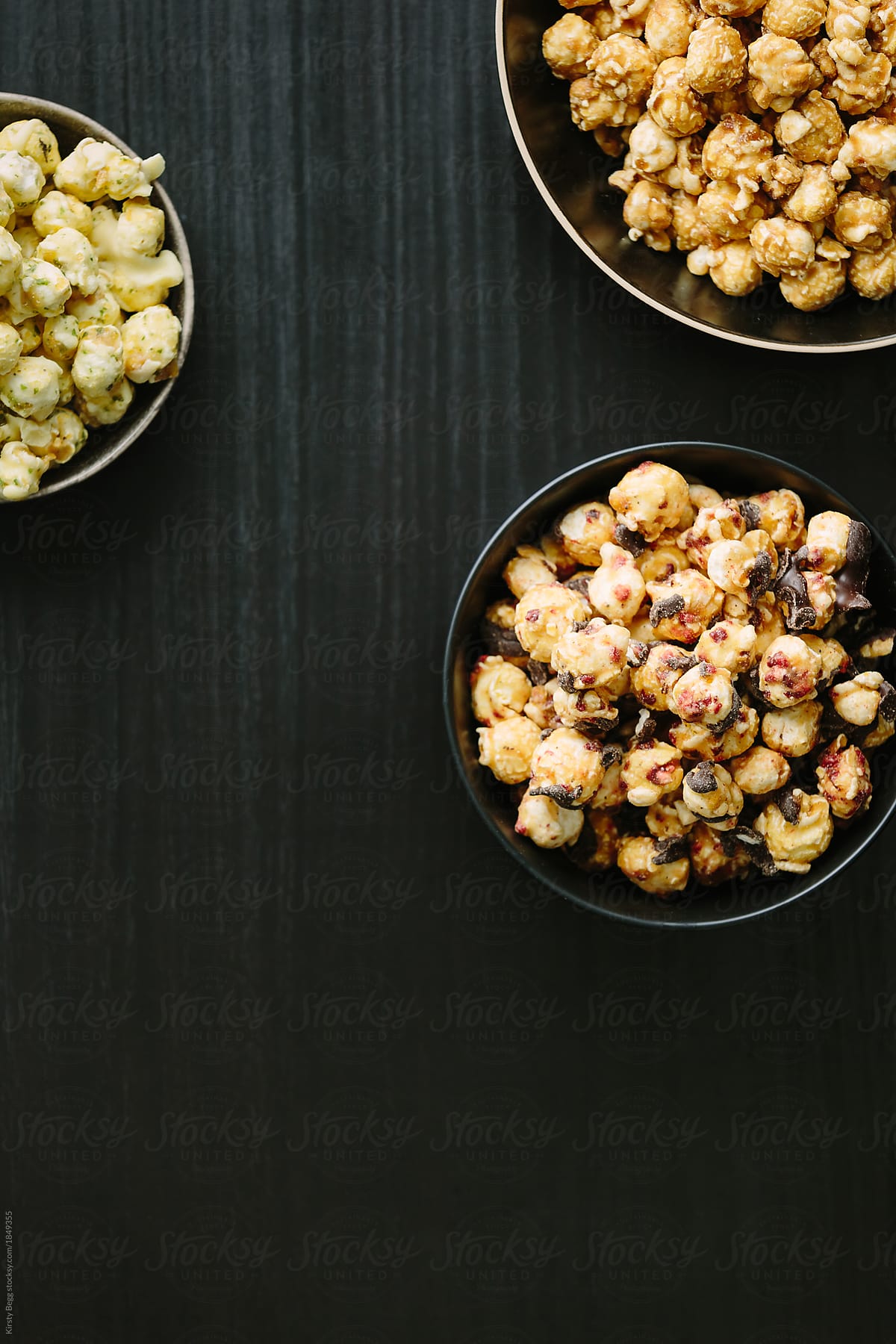 Bowls of adult popcorn flavours
