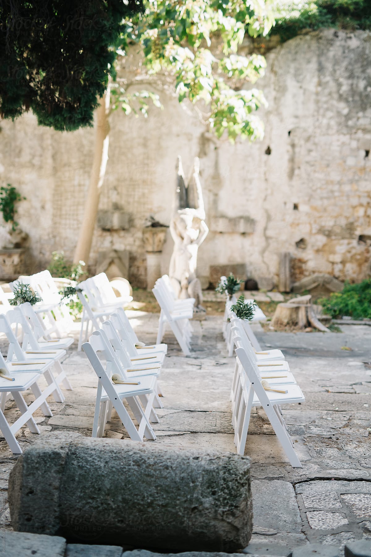 Chairs set out for a wedding