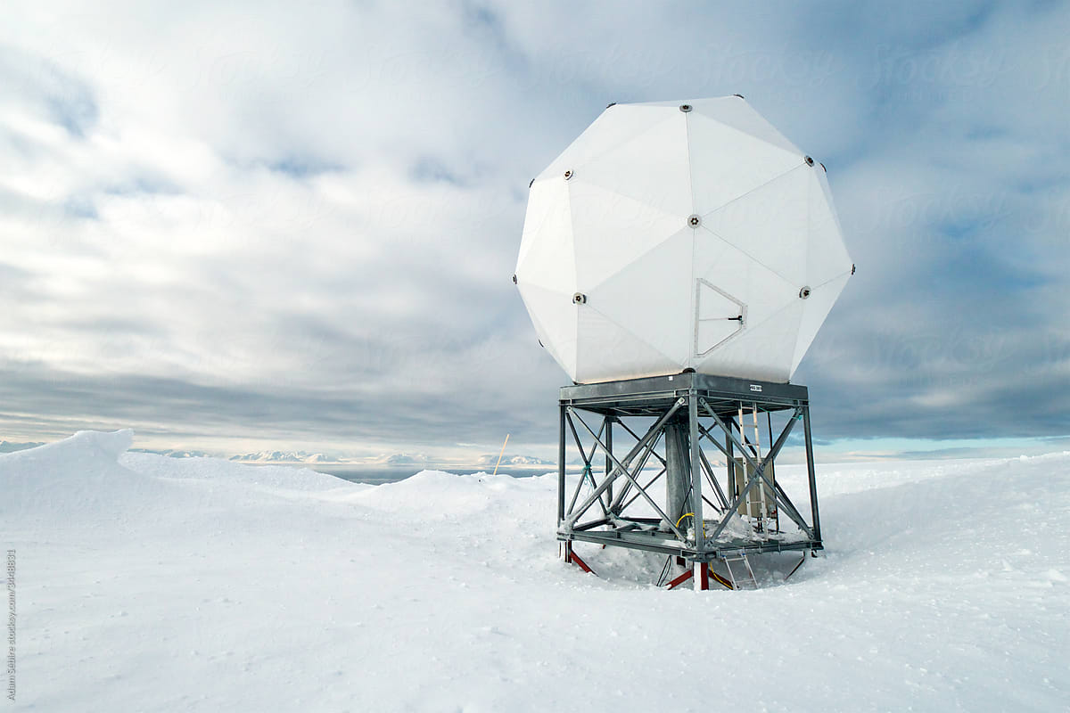 Svalbard satellite base station geodesic dome for avionics and satellite transmissions