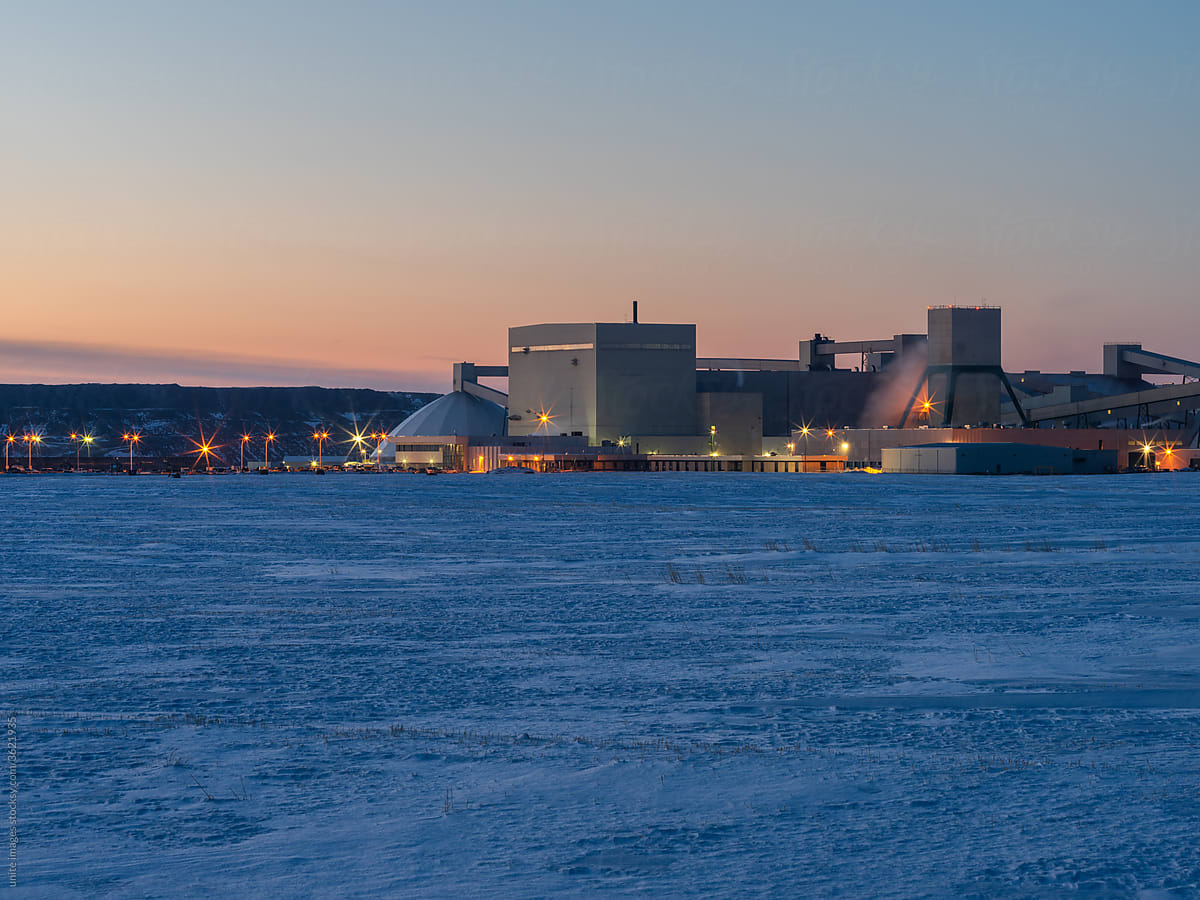 night view of cogeneration and potash