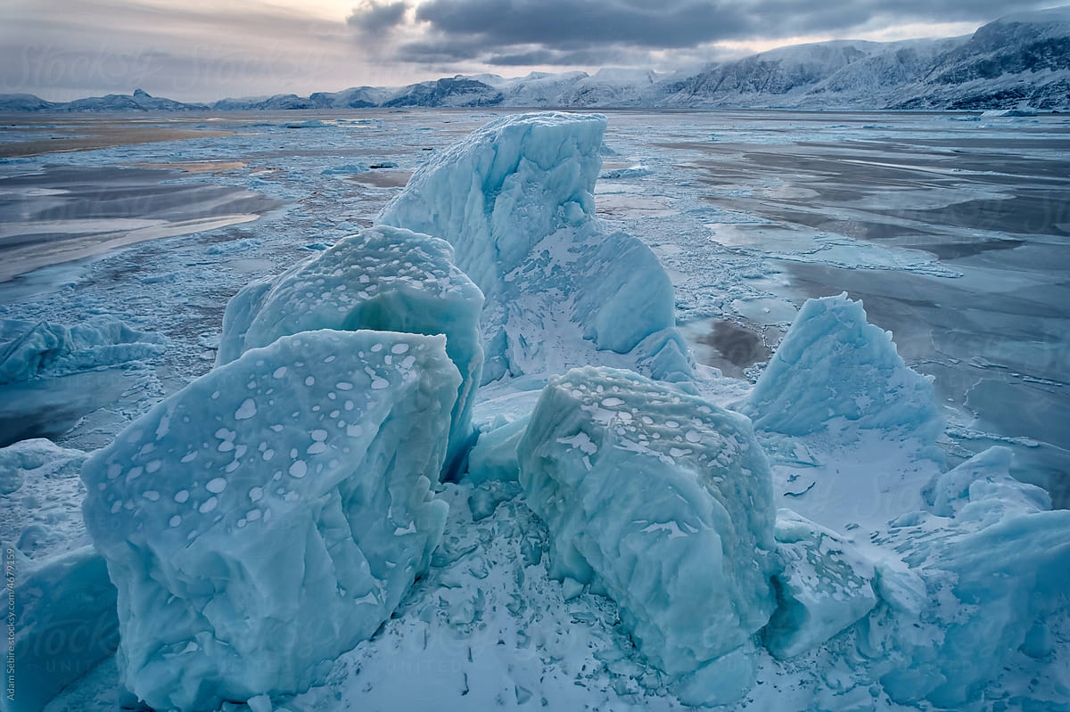 Arctic iceberg in winter - stunning beautiful large berg of polar ice