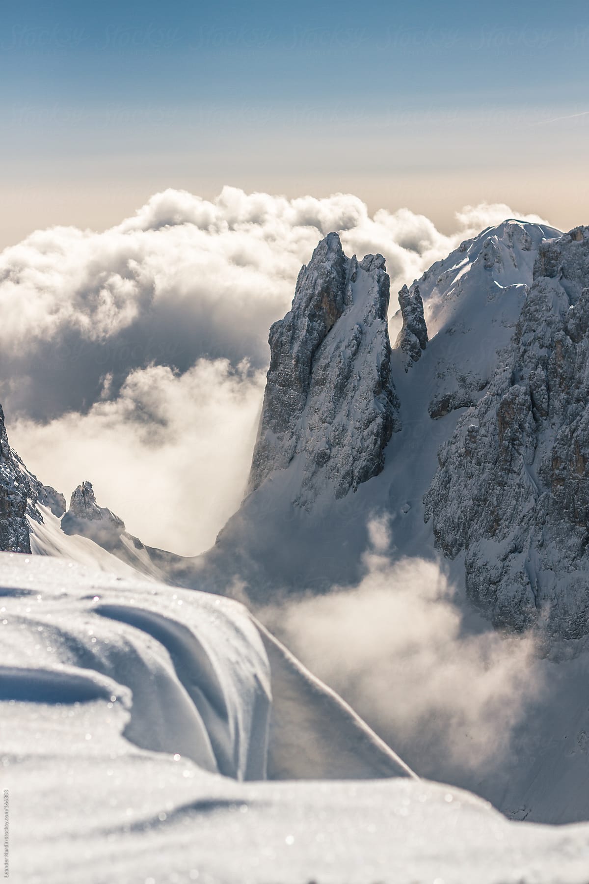Snowcovered mountains in italian alps