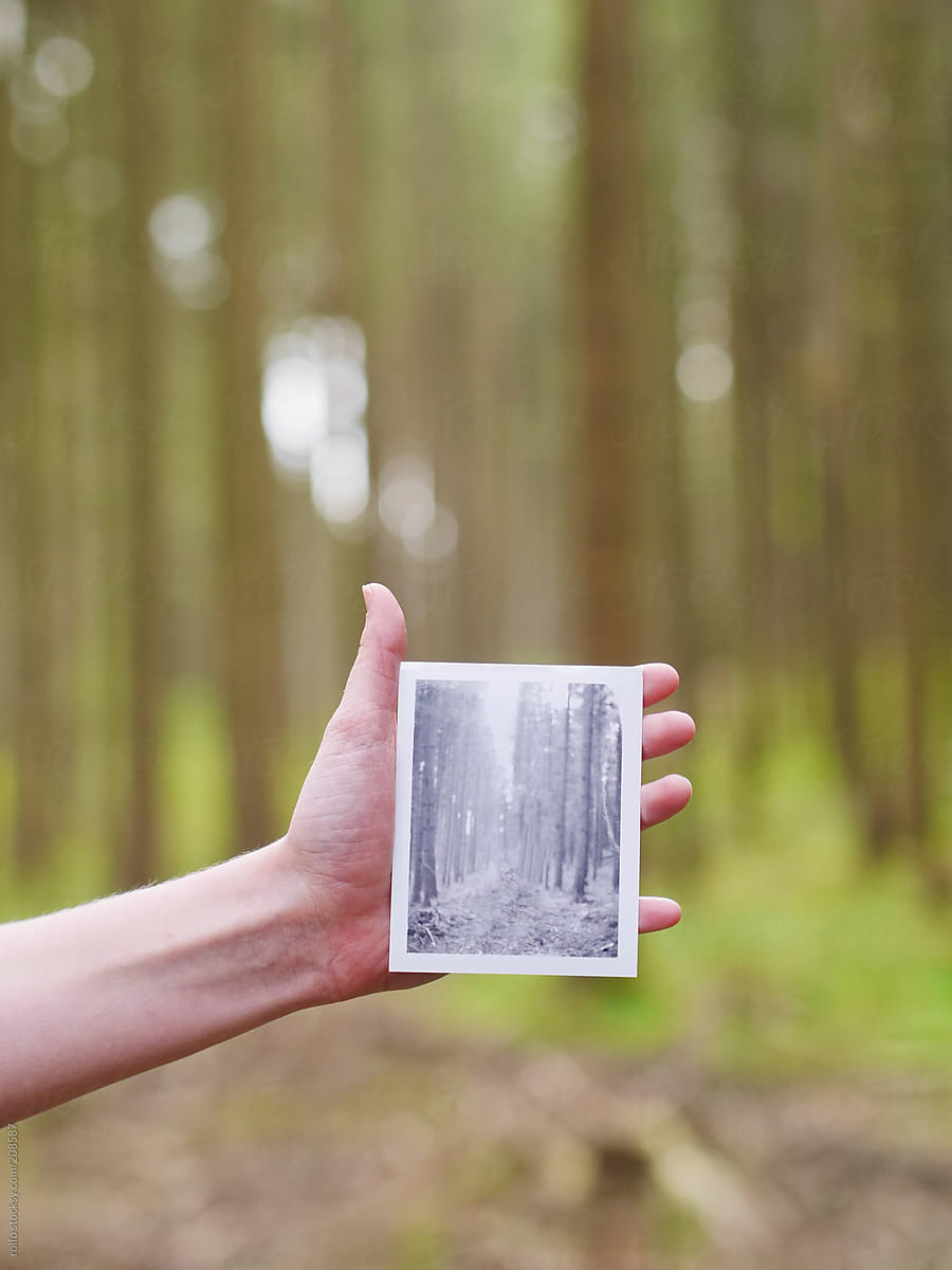 Man holding an instant photo frame
